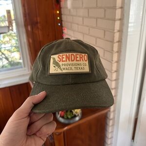 Sendero Provisions Co Olive Green Hat – Waco TX Patch – Adjustable Leather Strap